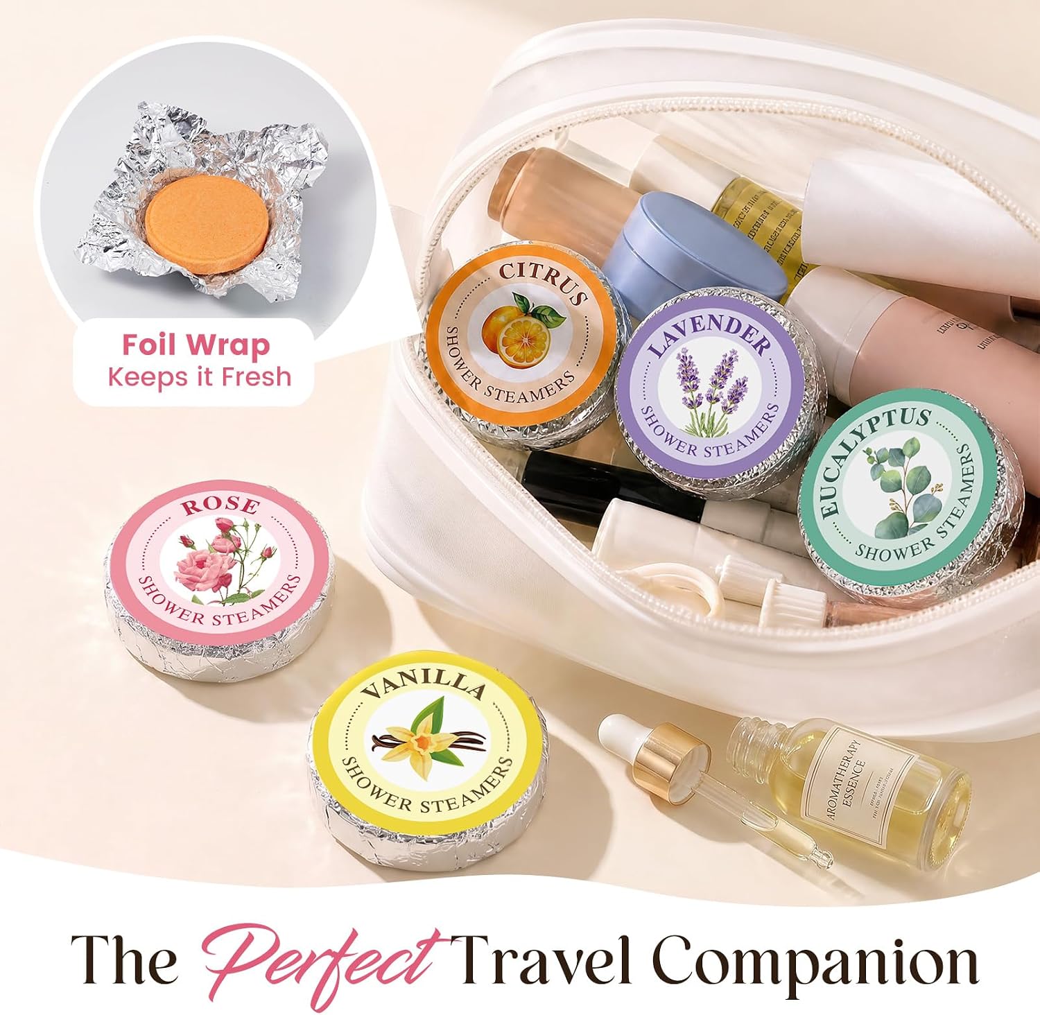 Shower Steamers Aromatherapy, Long Lasting Essential Oil Spa, Women Gift | Self Care & Spa Gifts for Women, Mom, Wife, Teen for Daily Relaxation, Ideal Christmas Stocking Stuffers, White Elephant Gift