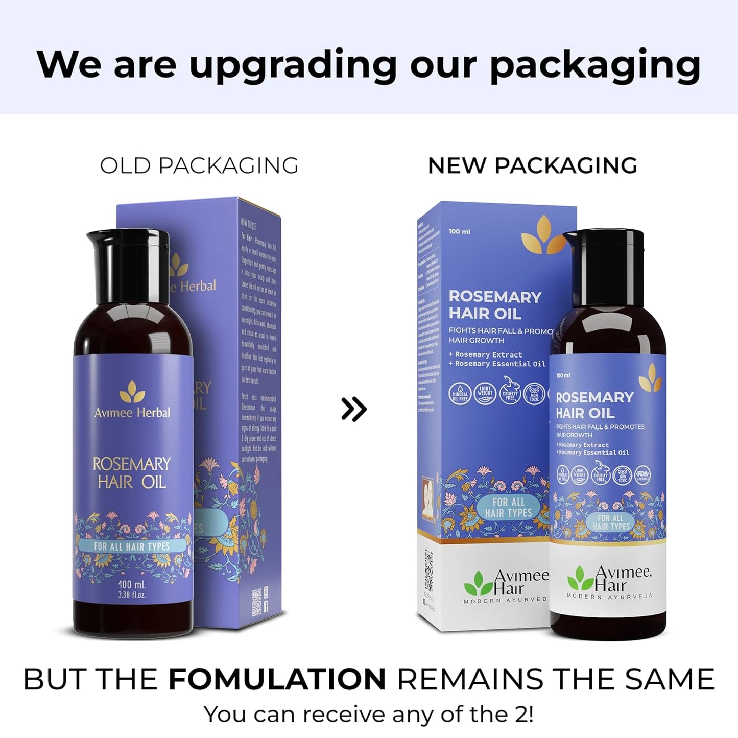 AVIMEE HERBAL Rosemary Hair Oil | For Hair Growth, Hair Fall Control and Dandruff | 100% Pure & Natural | Mineral Oil Free | 100mL