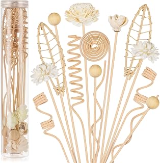 HFKPJRT 23Pcs Rattan Reed Diffuser Sticks Set, 10 Inch Natural Flower Reed Fragrance Diffuser, Unscented, for Home Office Decor