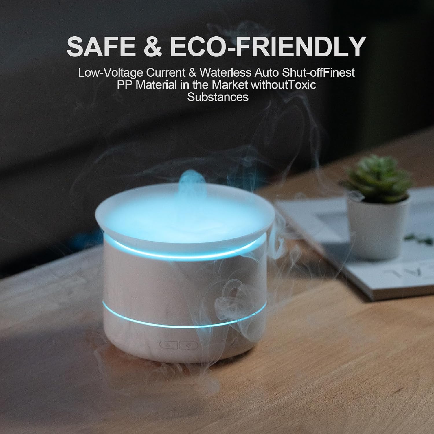 200ml Essential Oil Diffuser, Quiet Aromatherapy Mist Diffusers for Essential Oils, Cool Mist Air Humidifier Ultrasonic Oil Diffuser, 7 Colors Light for Bedroom, Home Office SPA Yoga (White)