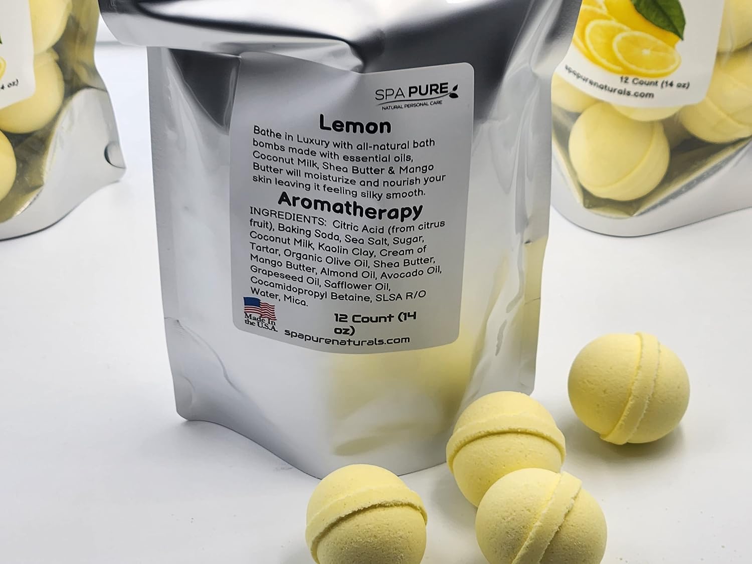 Essential Oil Bath Bombs - USA Made with Coconut Milk & Shea Butter - for a Luxurious at Home Spa Bath (12 Count) Pack of 1 (Lemon)