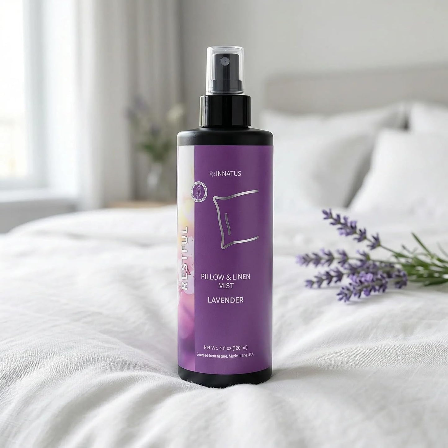 All-Natural Pillow & Linen Spray – 4oz Aromatherapy Mist for Relaxation & Better Sleep – Chemical-Free, Water-Based Bedding & Room Spray