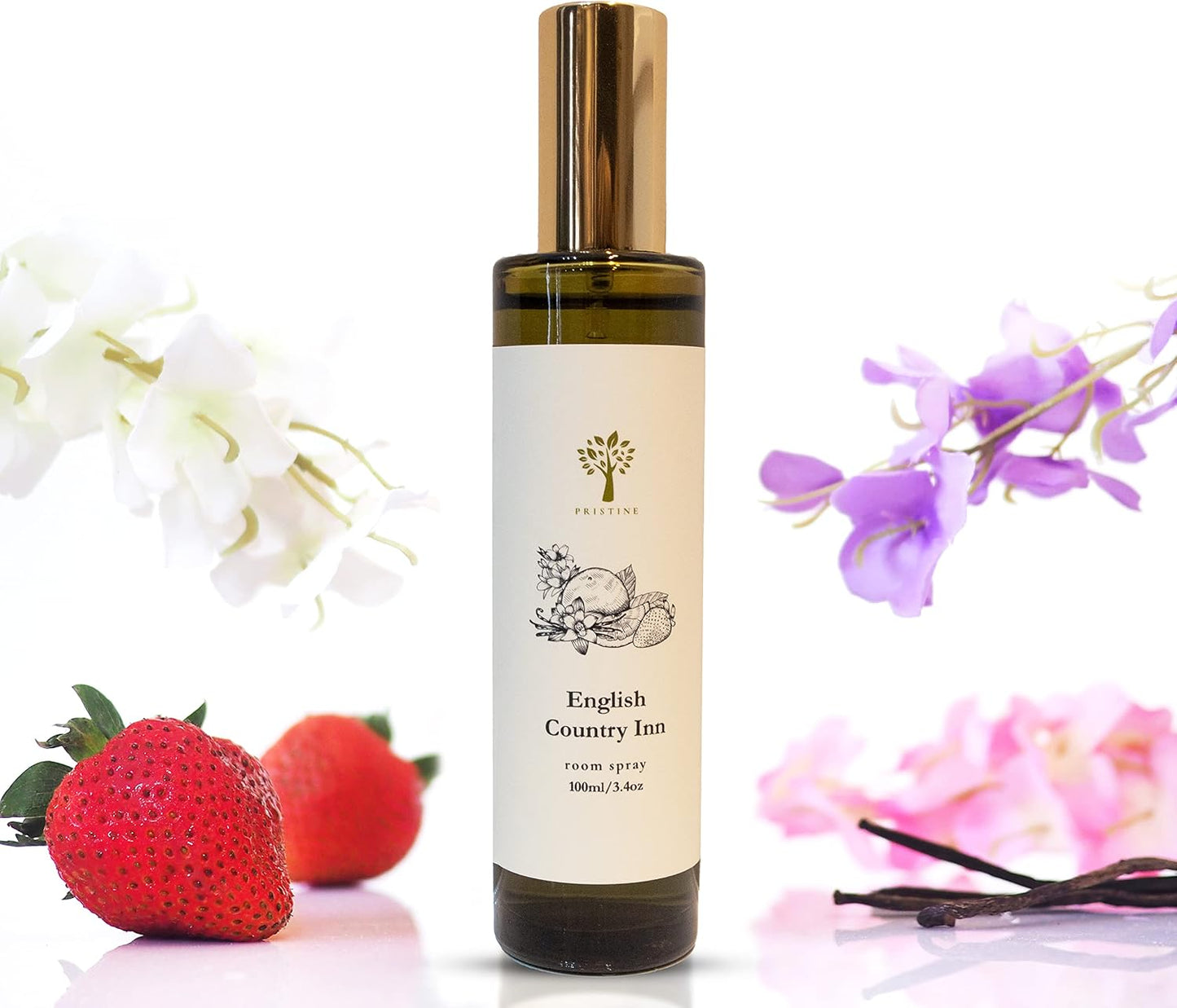 PRISTINE English Country Inn Linen & Room Spray Air Freshener, Made With Essential Oils, Fragrance room spray with Strawberry and Vanilla 3.4oz Pillow Spray