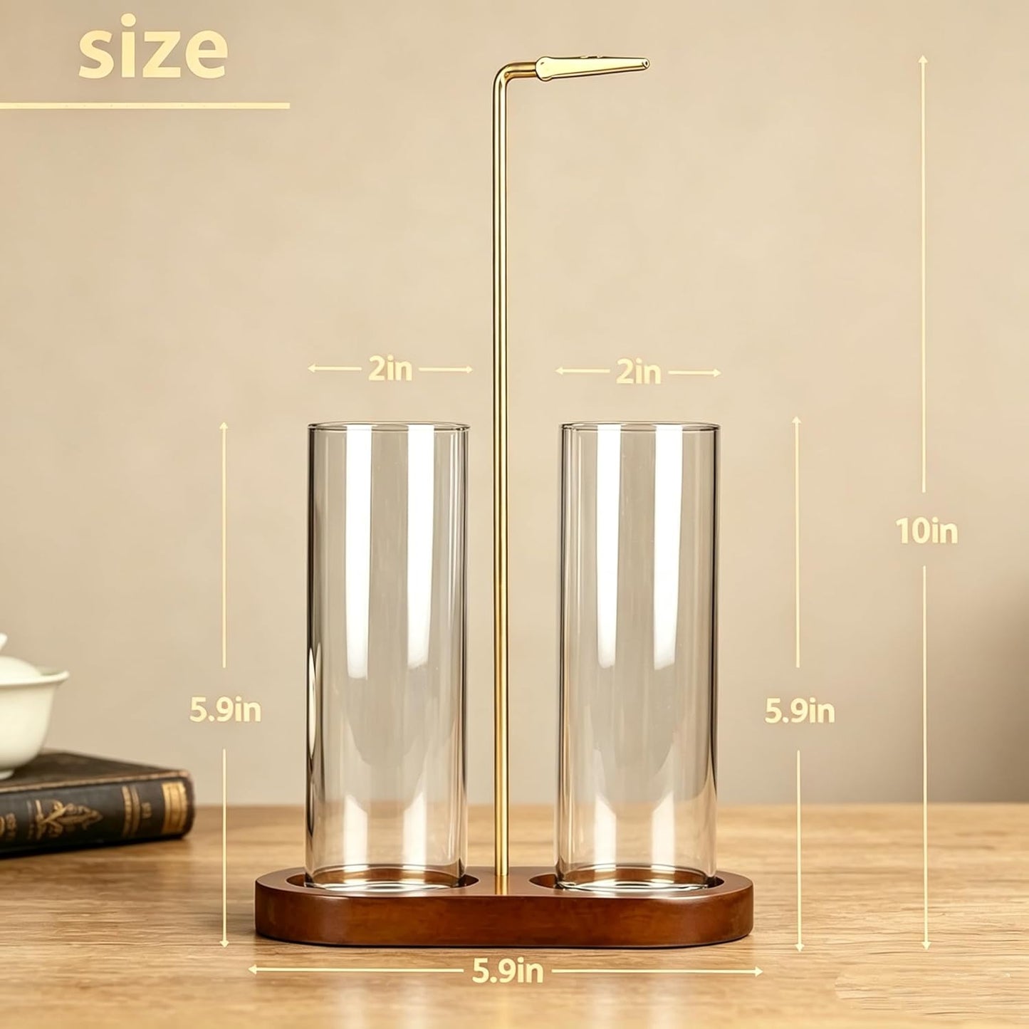 Incense Holder, Hang Upside Down Incense Sticks Burner Holder Storage with Glass Ash Catcher,Ideal Gift (Brown)