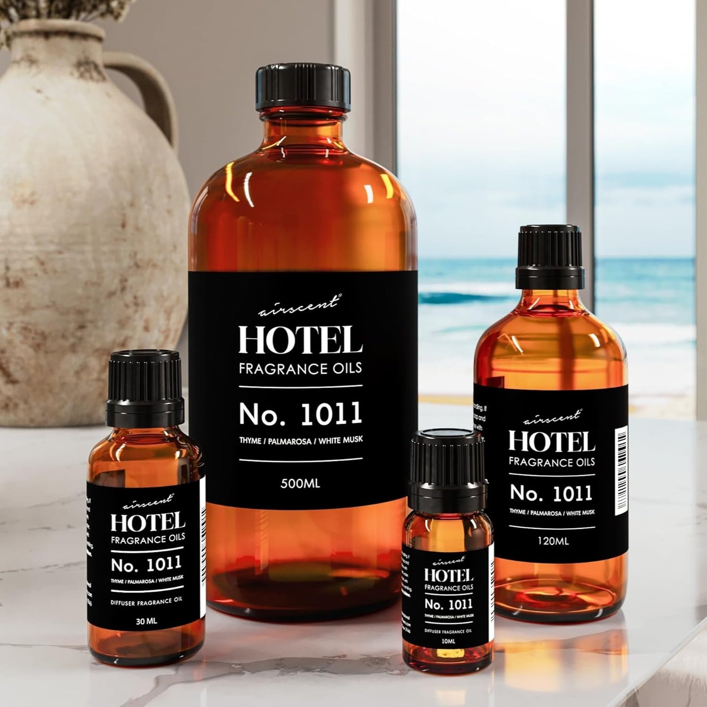 AirScent Hotel Diffuser Oil No. 1011 Inspired by The Beach Villas Hotel Scent - Premium Fragrance Oil for Ultrasonic and Waterless Diffusers and Crafting - 10 mL, .34 fl oz Glass Bottle