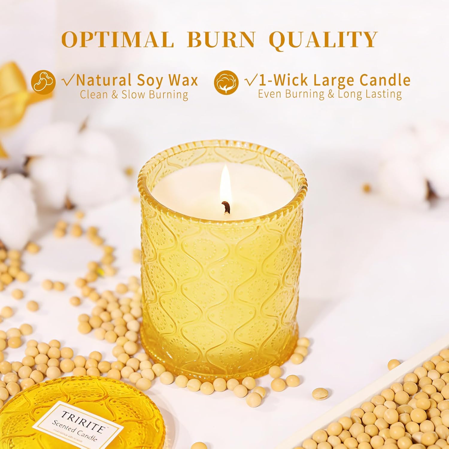 Sandalwood Fig Amber Scented Candles, Natural Soy Wax Jar Candle in Glass 45 Hours Clean Burn, Gift-Ready for Hosts & Gatherings Elegant Home Décor