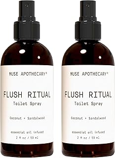 Muse Apothecary Flush Ritual - Aromatic & Refreshing Toilet Spray, Use Before You Go, 2 oz, Infused with Natural Essential Oils - Coconut + Sandalwood, 2 Pack