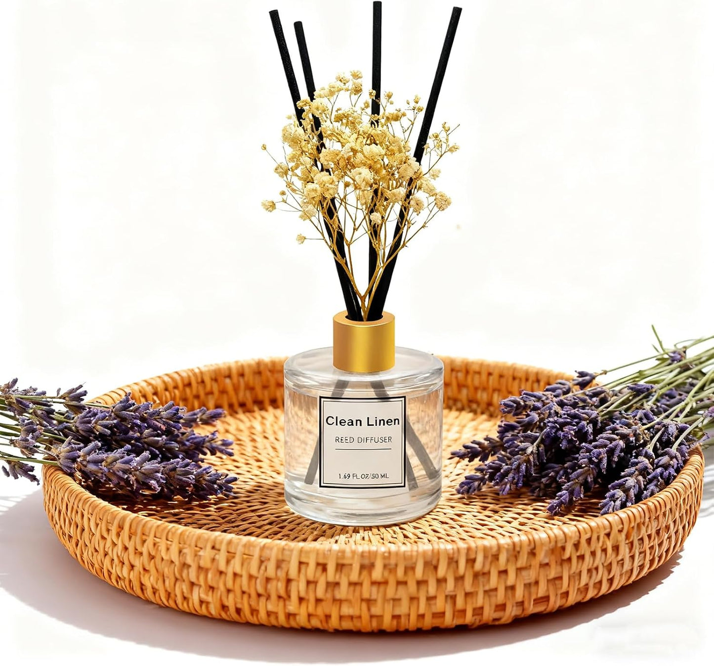 Reed Diffuser Set of 3 Pack,Scented Oil Diffuser with 4 Sticks,Reed Diffusers for Home,Living Room,Bathroom Air Freshener Diffuser,50ml x 3 (Clean Linen/Vanilla/Lemongrass)