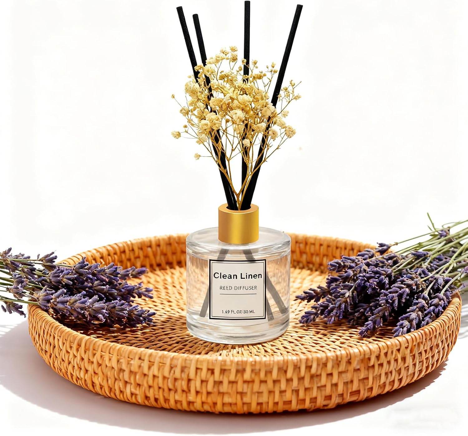 Reed Diffuser Set of 3 Pack,Scented Oil Diffuser with 4 Sticks,Reed Diffusers for Home,Living Room,Bathroom Air Freshener Diffuser,50ml x 3 (Clean Linen/Vanilla/Lemongrass)
