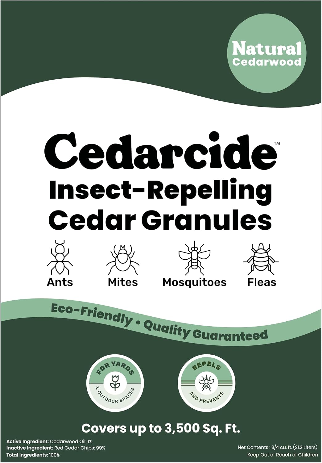 Cedarcide Lawn, Home & Garden Cedar Granules | Repels Fleas, Ants, Spiders & Mosquitoes | Smells Great, Easy to Use | Family & Pet Safe | 2 Bags (16 Lbs)