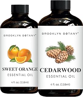 Brooklyn Botany Sweet Orange & Cedarwood Essential Oils – 4 Fl Oz (Pack of 2) – 100% Pure & Natural – Grounding & Uplifting Aromatherapy Blend
