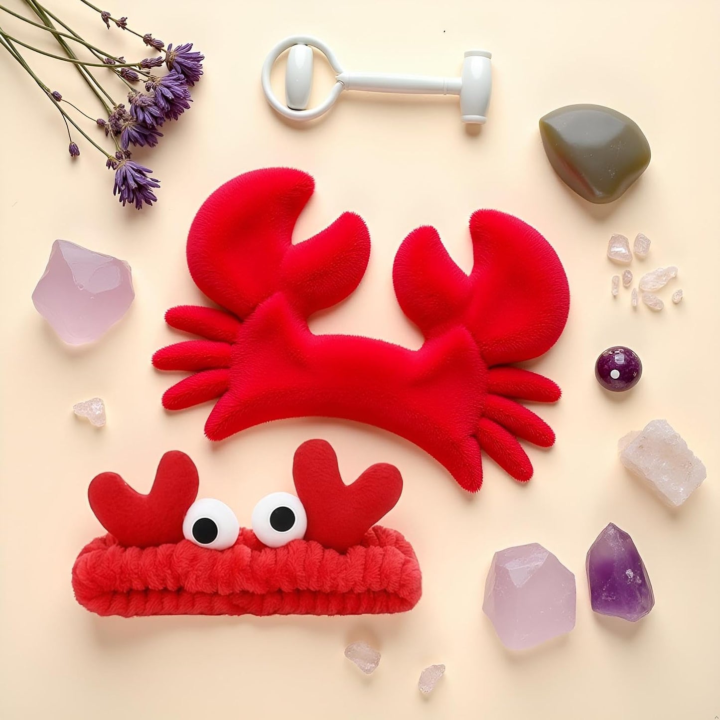 Red Crab Face Wash Headband Cute Soft Facial Makeup Hair Band Elastic Head Band Creative Hair Accessorie for Women Skincare Shower