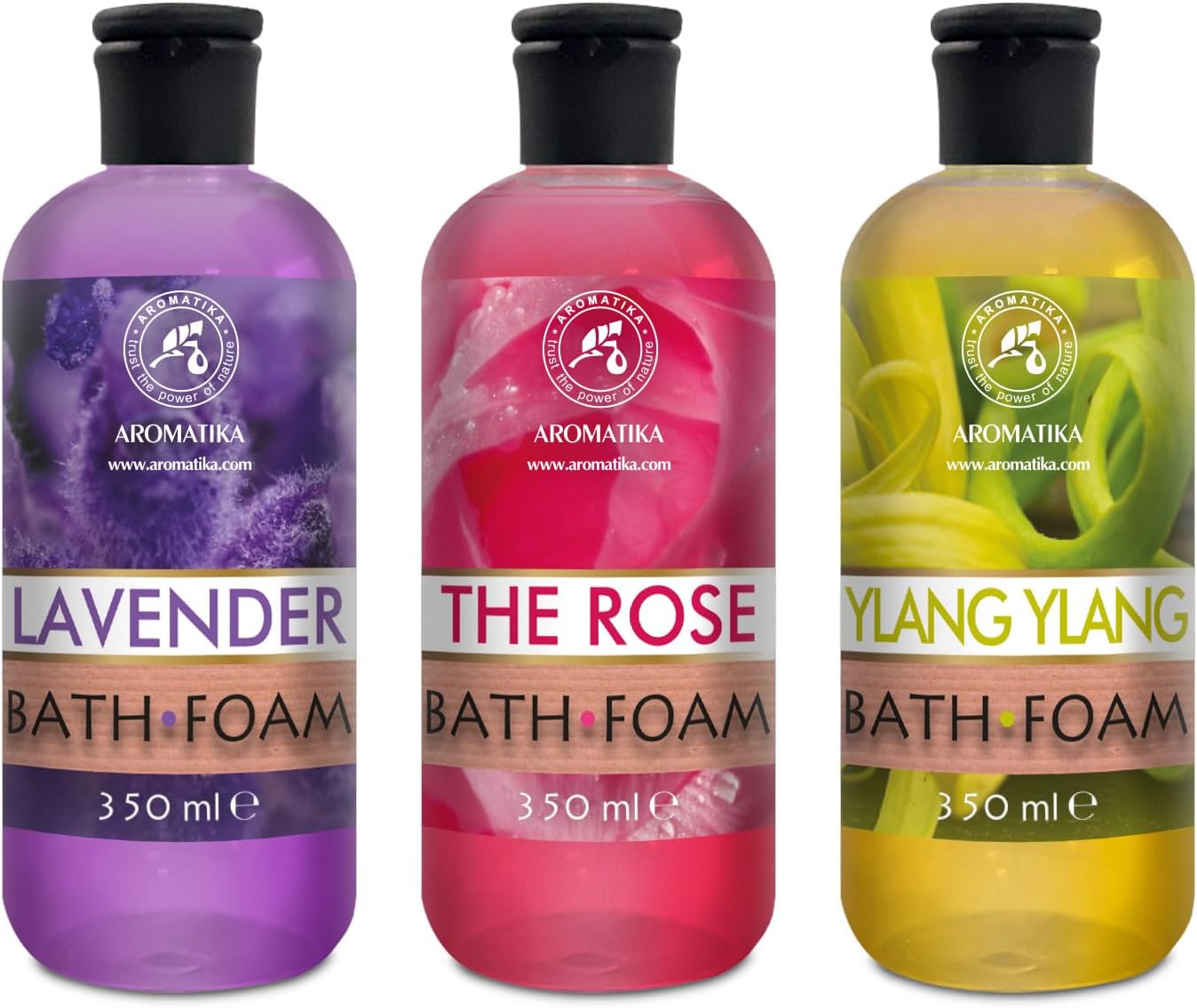 Bath Foam - Lavender, Rose, Ylang Ylang - Set 3 x 11.8 Fl Oz - Body Care - Beauty - Bathing - Body Care - Wellness - Relax - Aromatherapy - Spa - Aroma - Bubble Baths
