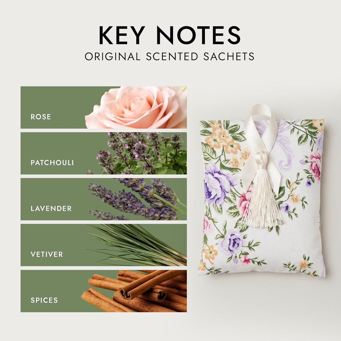 Claire Burke Scented Sachets Original Fragrance for Drawers and Closet, Floral Scent, 2 ct