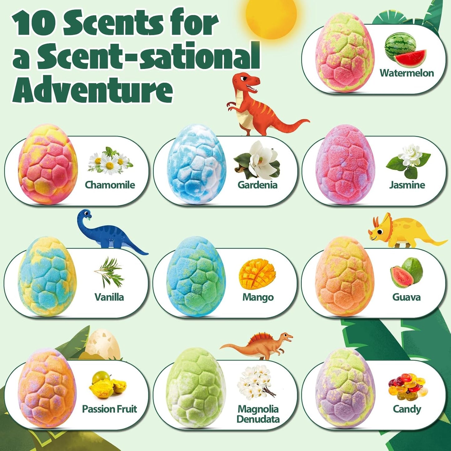 Dinosaur Bath Bombs for Kids with Surprise Inside, 20 Pack Natural Dino Egg Bath Bombs with Exclusive Carnivorous & Herbivorous Dinosaur Toys, Easter Basket Stuffers Easter Gifts for Boys, Girls