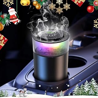 Smart Car Diffuser for Essential Oil with Smart Spray Modes (3 Settings) & Essential Oil Monitor, USB-C Rechargeable, Auto On/Off,Long Lasting (3 Scents Refills) Car Scent with 4 Ambient Light