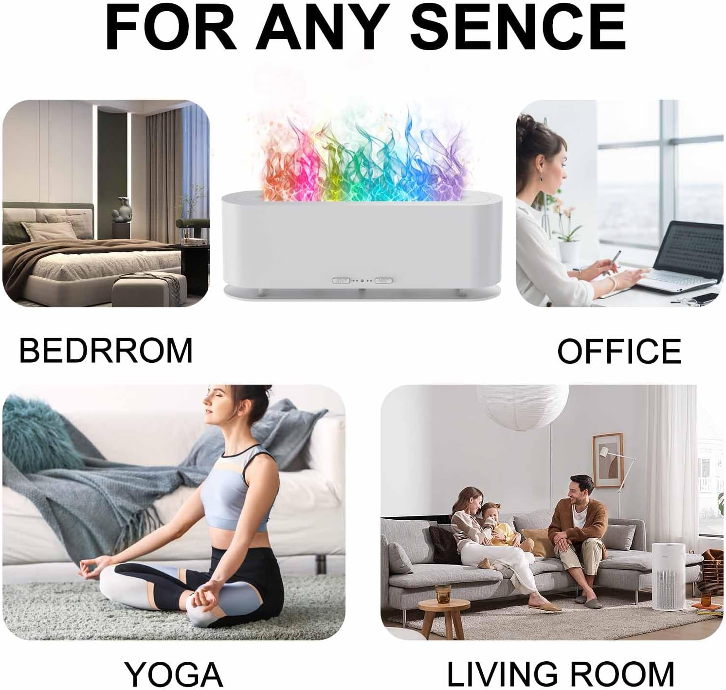 2025 Upgraded Flame Fire Diffuser Humidifier, 7 Colors Changing Oil Diffuser, Ultra-Quiet Aroma Essential Oils Aromatherapy Diffusers for Large Room, Bedroom, Office(200ml Auto Off,Timeable,12Hrs)