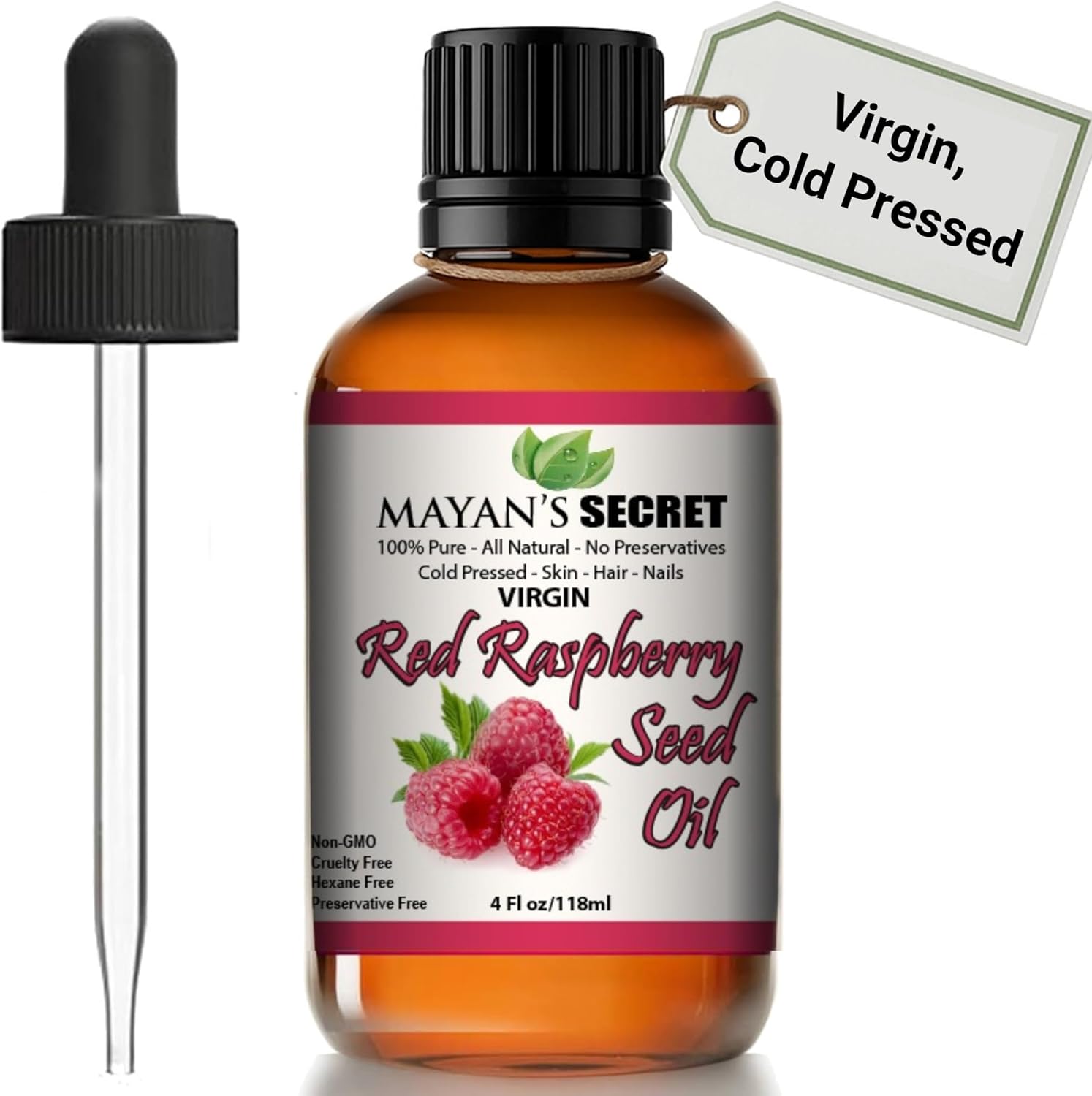 Red Raspberry Seed Oil Cold Pressed Unrefined Virgin Undiluted 100 Percent Pure Natural Face Skin Hair Body Moisturizing Oil