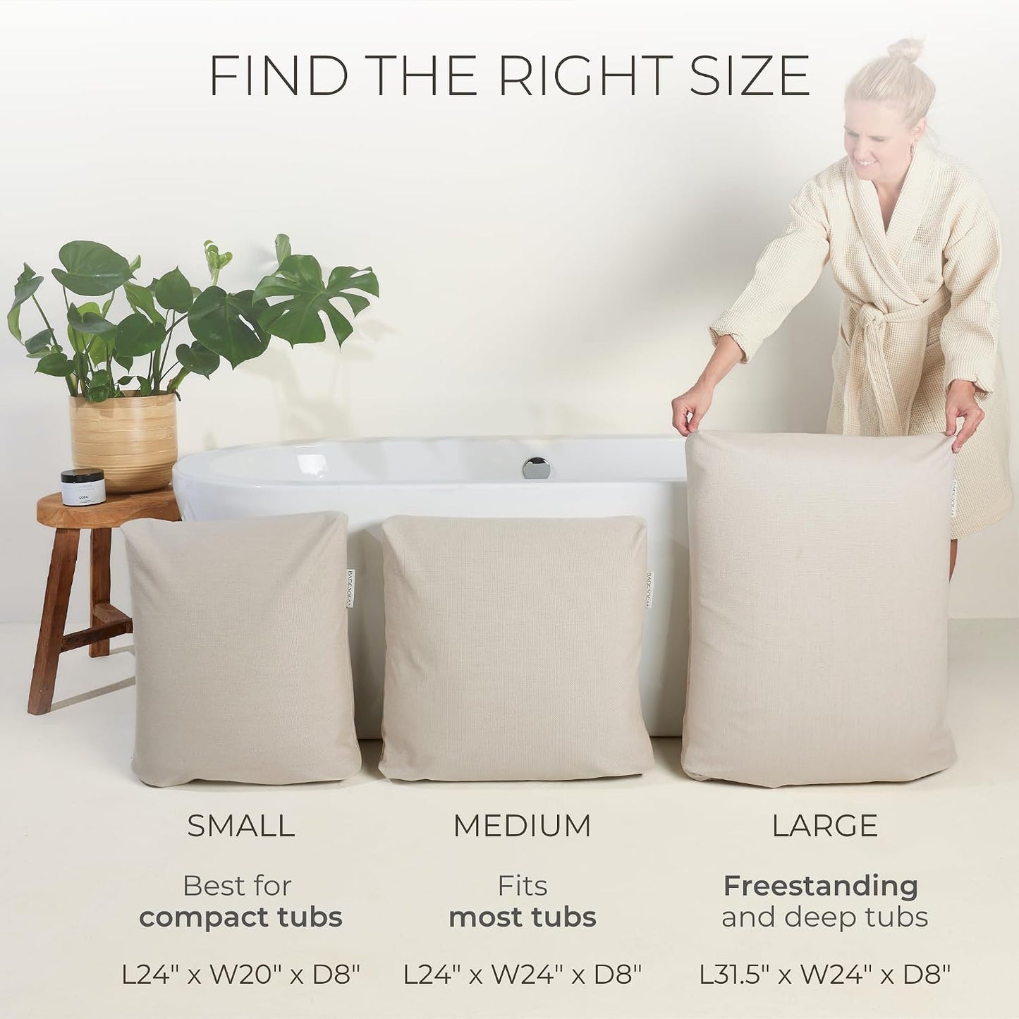 BADESOFA® Luxury Bath Pillow M - Lusciously Soft & Comfortable Tub Pillow for Bathtub - Washable & Quick-Drying Bath Back Pillow - Non-Slip Full Body Tub Pillow - Luxury Spa Cushion in Grey
