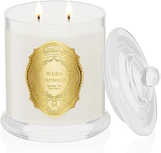 M&SENSE White Gardenia Candles for Home Scented, 2 Wick 12.7oz Soy Wax Candles 70 Hours Long Burning, Non Toxic Candles Gift for Stress Relief, Meditation, Yoga