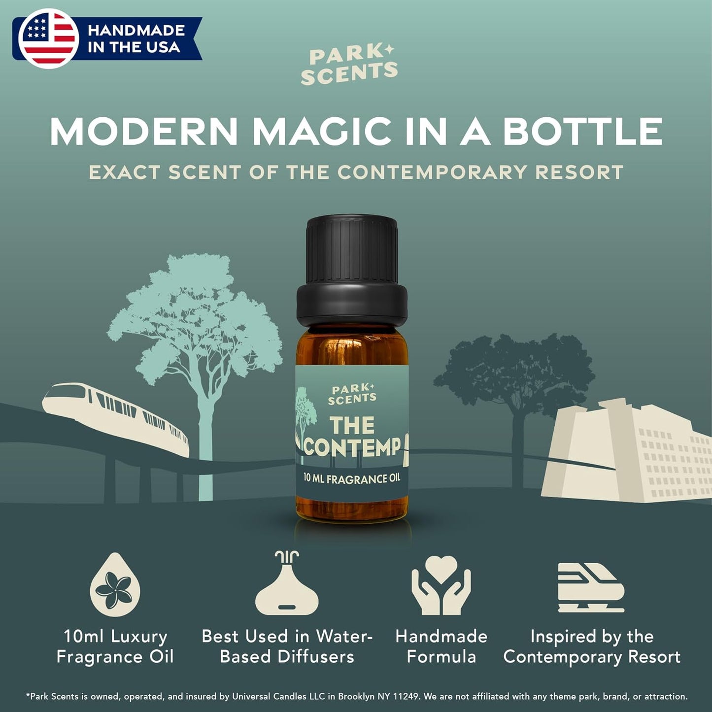 Park Scents The Contemp – Theme Park Resort Hotel Fragrance Oil – Clover, Aloe and Jasmine – Luxury Scented Essential Oils for Diffusers, Home, Aromatherapy, Gifts for Women, Sister, Hostess (10ml)