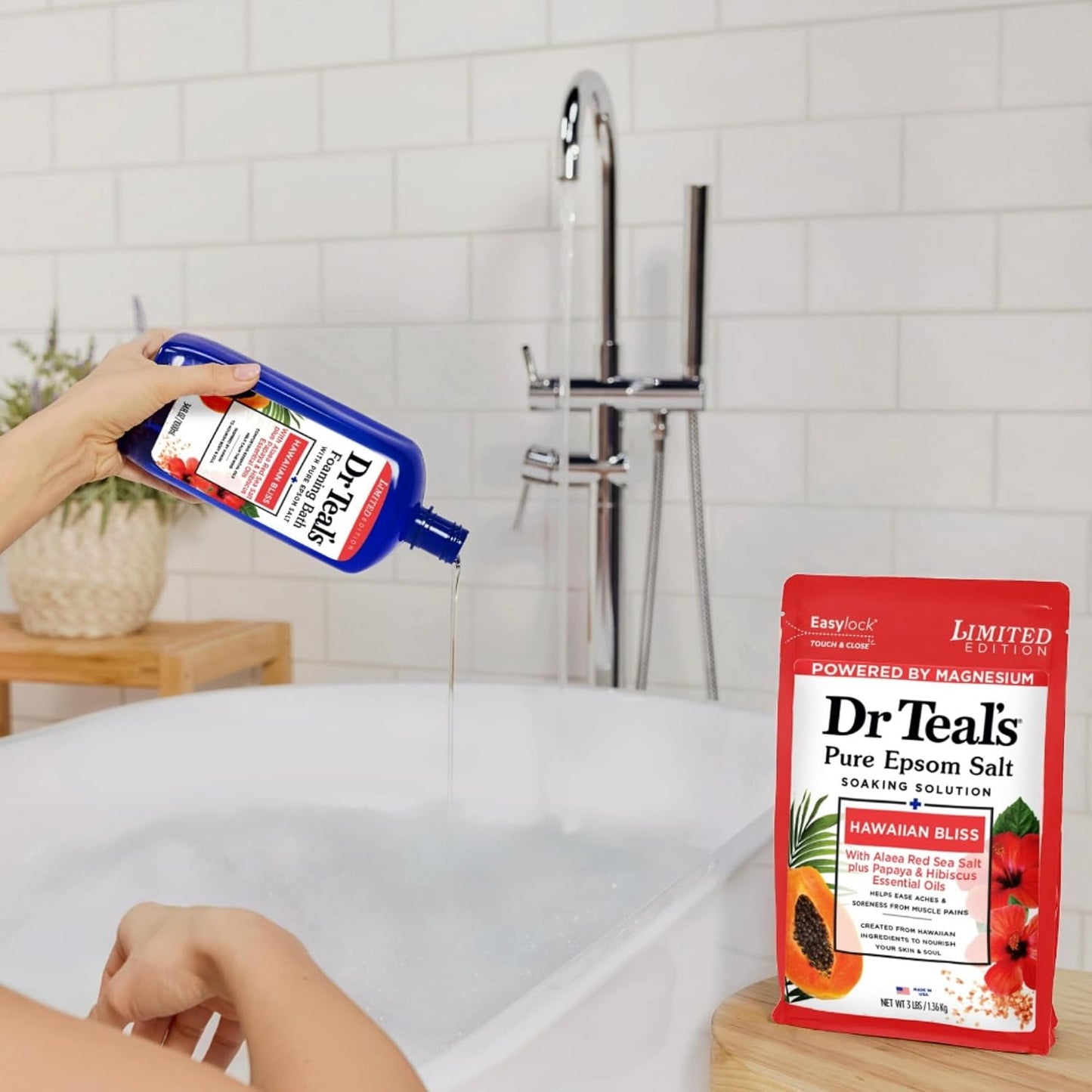 Dr Teal's Hawaiian Bliss Pure Epsom Salt Soak and Foaming Bath (Hawaiian Bliss)