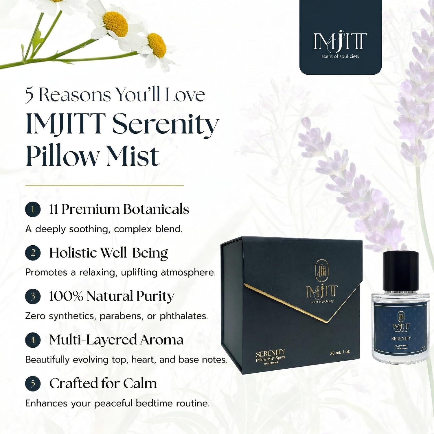 Pillow Mist Spray, Serenity 100% Natural Pillow Mist Sleep Spray with 11 Active Oils, Calming Lavender & Chamomile Essential Oil Blend for Bedtime Relaxation, Aromatherapy (30ml)