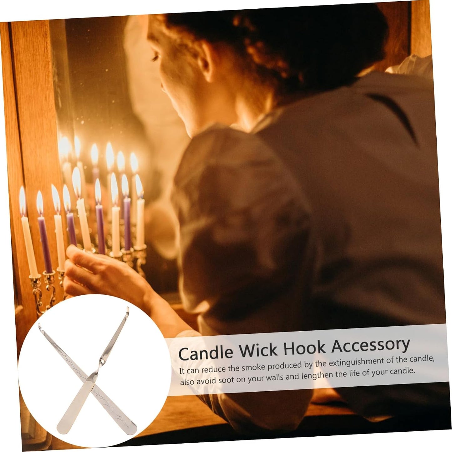 Angoily 2PCS Candle Wick Hook Set Stainless Steel Candle Accessories Wick Trimmer and Snuffer Tools for Safe and Extinguishing