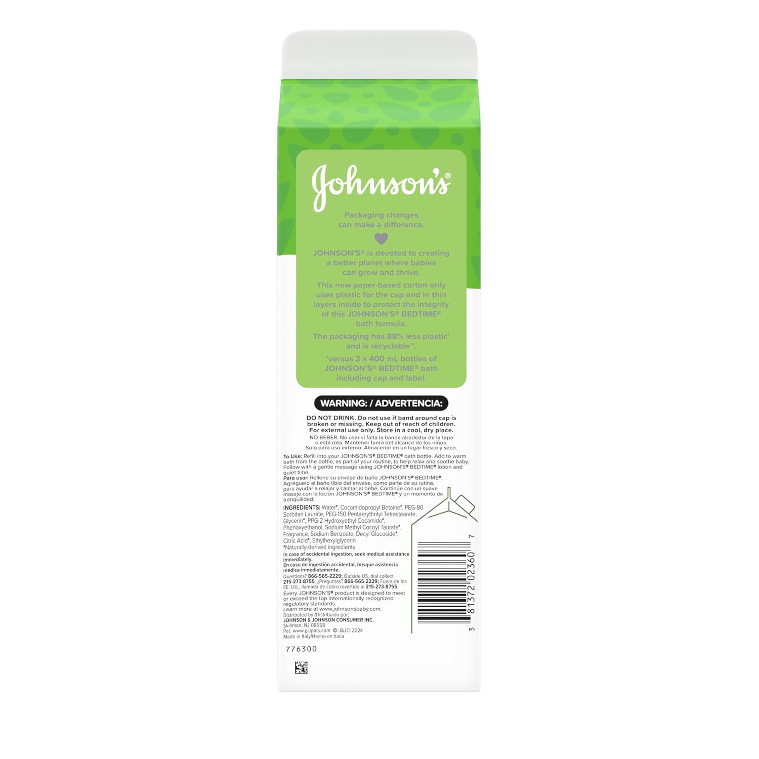 Johnson's Baby Bedtime Bath with Relaxing & Soothing NaturalCalm Aromas, Hypoallergenic, Gentle & Tear-Free Nighttime Baby Bath Essential, Floral Scent, Value Size Refill, 33.8 fl. oz