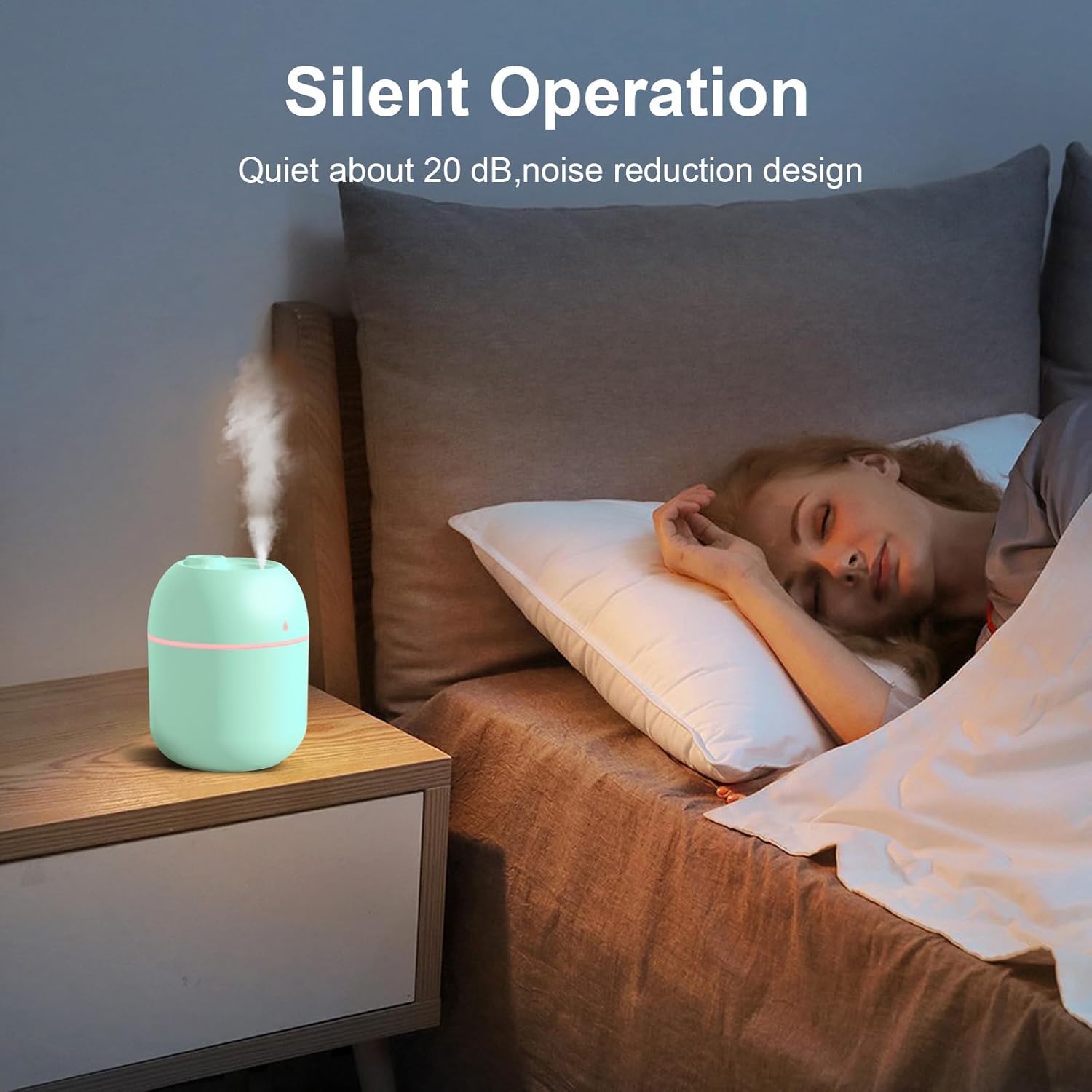 Portable Small Humidifier, USB Personal Desktop Humidifier for Car, Office Room, Bedroom, Auto Shut-Off, 2 Mist Modes, Super Quiet, 220ml, Green
