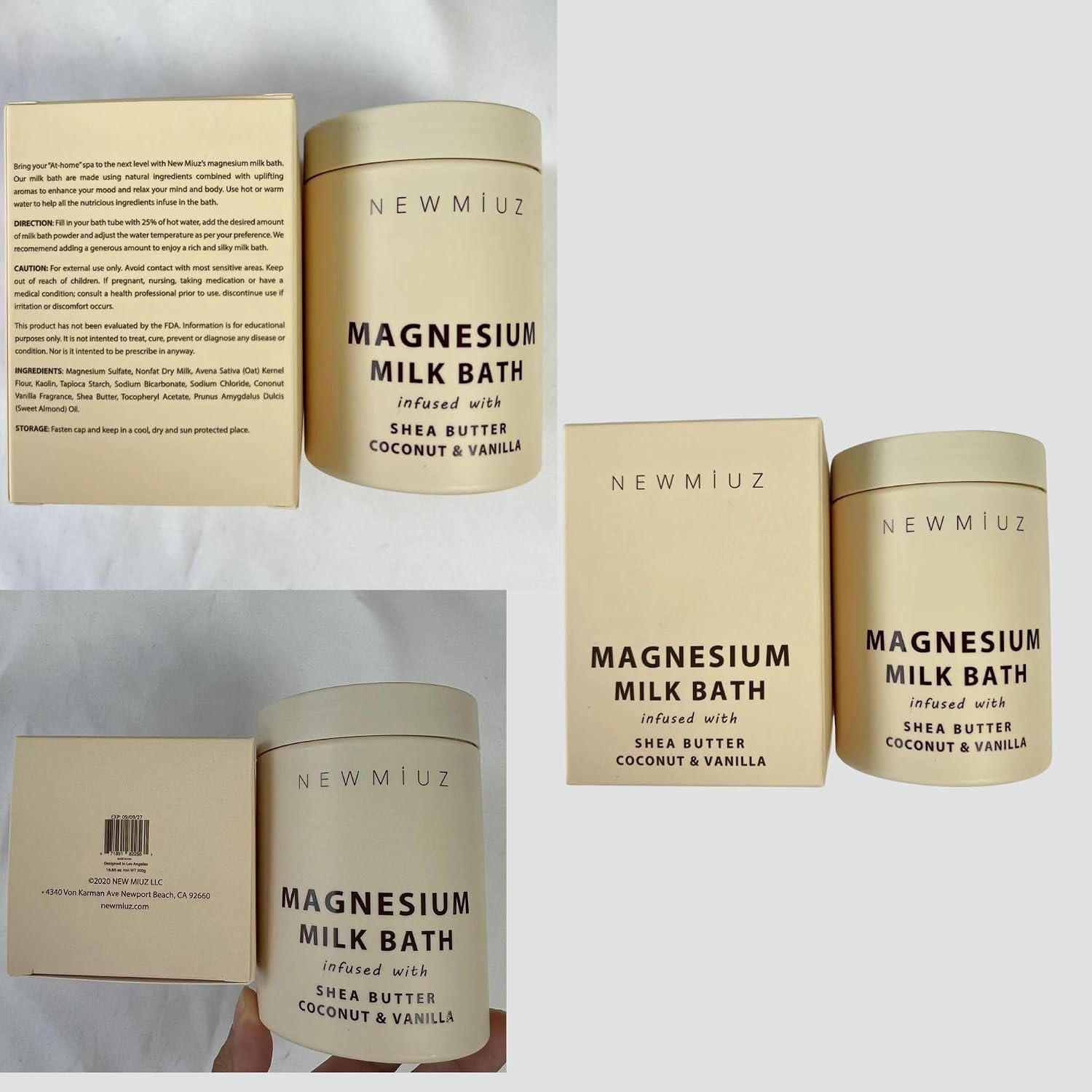 Creamy Magnesium Milk Bath Soak Powder Moisturize Soften Skin Coconut Vanilla Shea Butter Luxury Spa Bath Salt Relaxation Selfcare Gifts for Women