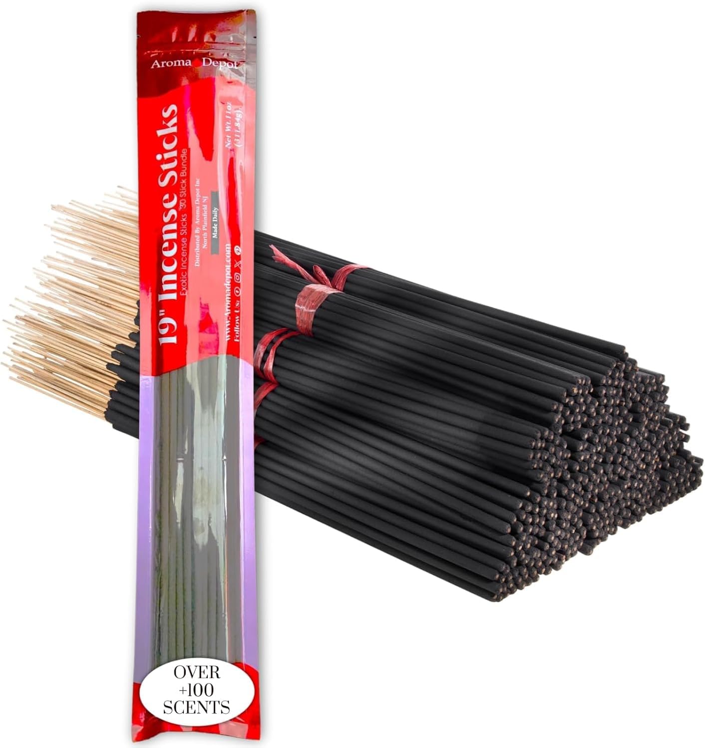 Aroma Depot 19'' Patchouli Most Exotic Incense Sticks. One Bundle Approx 27 to 30 Sticks, Jumbo 19 inch Long, Natural 19'' Extra Large Incense Sticks. Burns for 3 to 4 Hours Each. Long Lasting