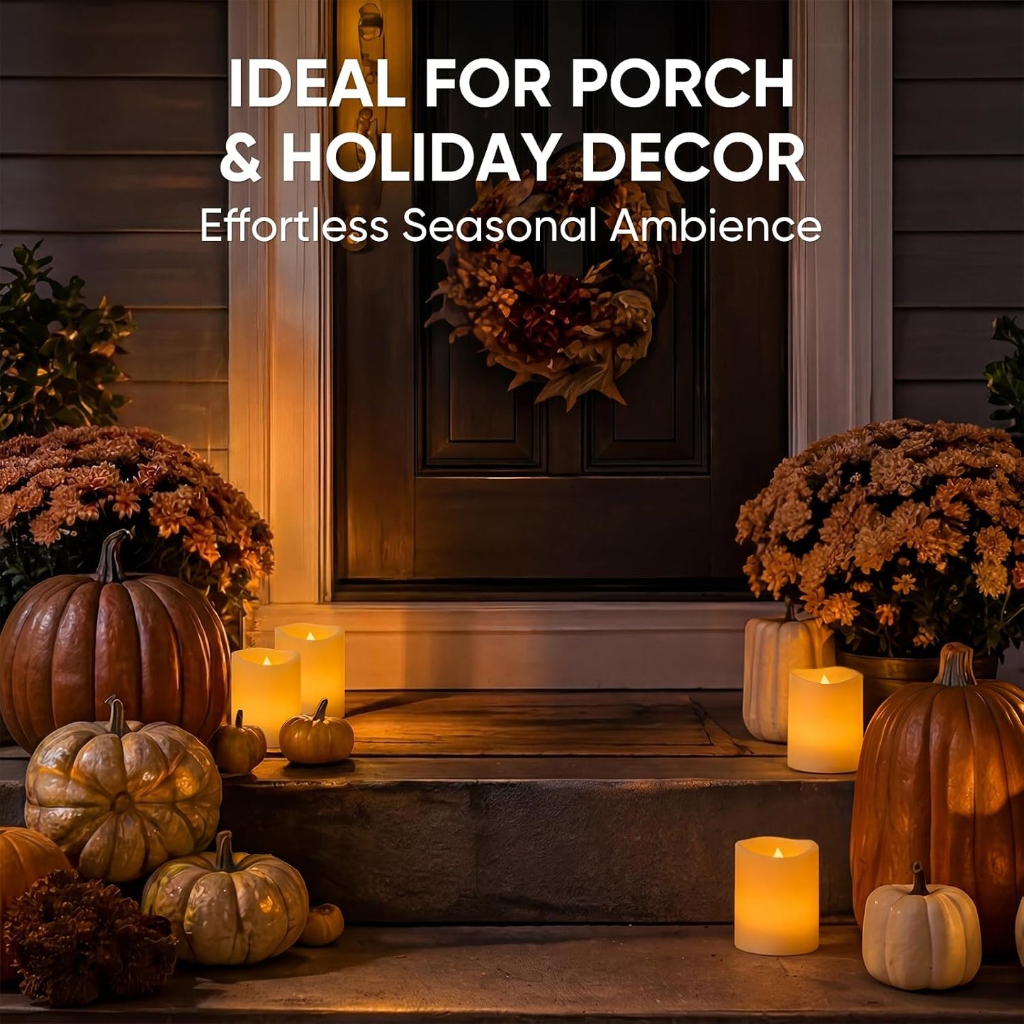 Homemory Outdoor Waterproof Flameless Candles with Auto Light Sensor, Flickering LED Pillar Candles, Dusk to Dawn Battery Operated Fake Candles Lanterns, Porch, Patio, Garden Decor, 3"x4", Set of 2