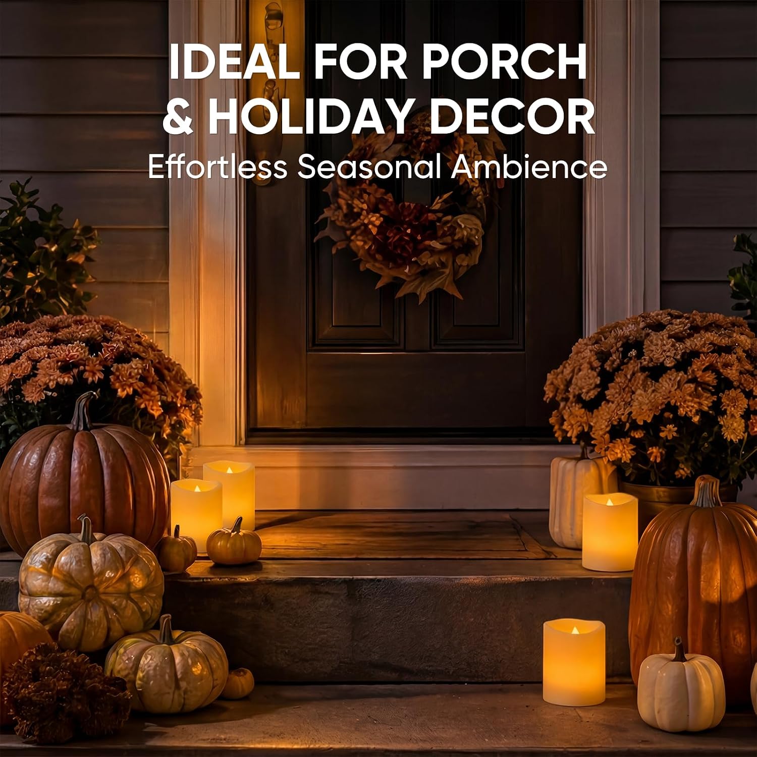 Homemory Outdoor Waterproof Flameless Candles with Auto Light Sensor, Flickering LED Pillar Candles, Dusk to Dawn Battery Operated Fake Candles Lanterns, Porch, Patio, Garden Decor, 3"x4", Set of 2