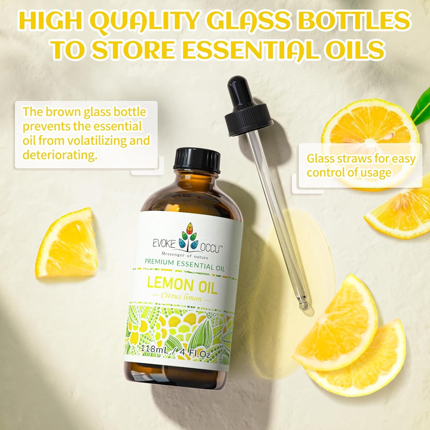 EVOKE OCCU Lemon Essential Oil for Cleansing Skin Home Diffuser Massage - 4 FL Oz