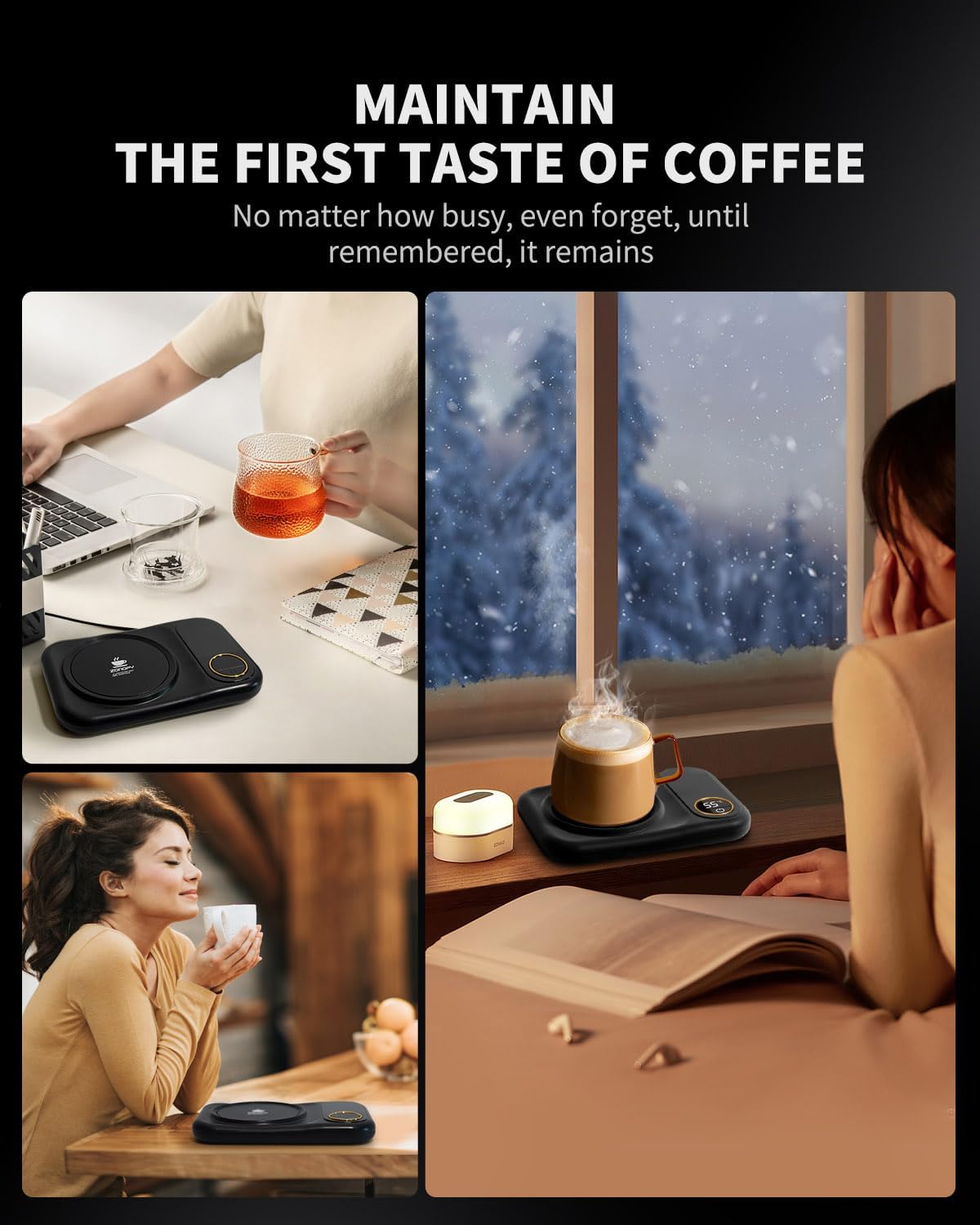 Coffee Mug Warmer, 3-Temp Settings USB Coffee Mug Warmer, 113℉/131℉/149℉ Plug in USB Candle Warmer Beverage for Coffee, Cocoa, Tea, Candle, Gift for Women Man Coffee Lover