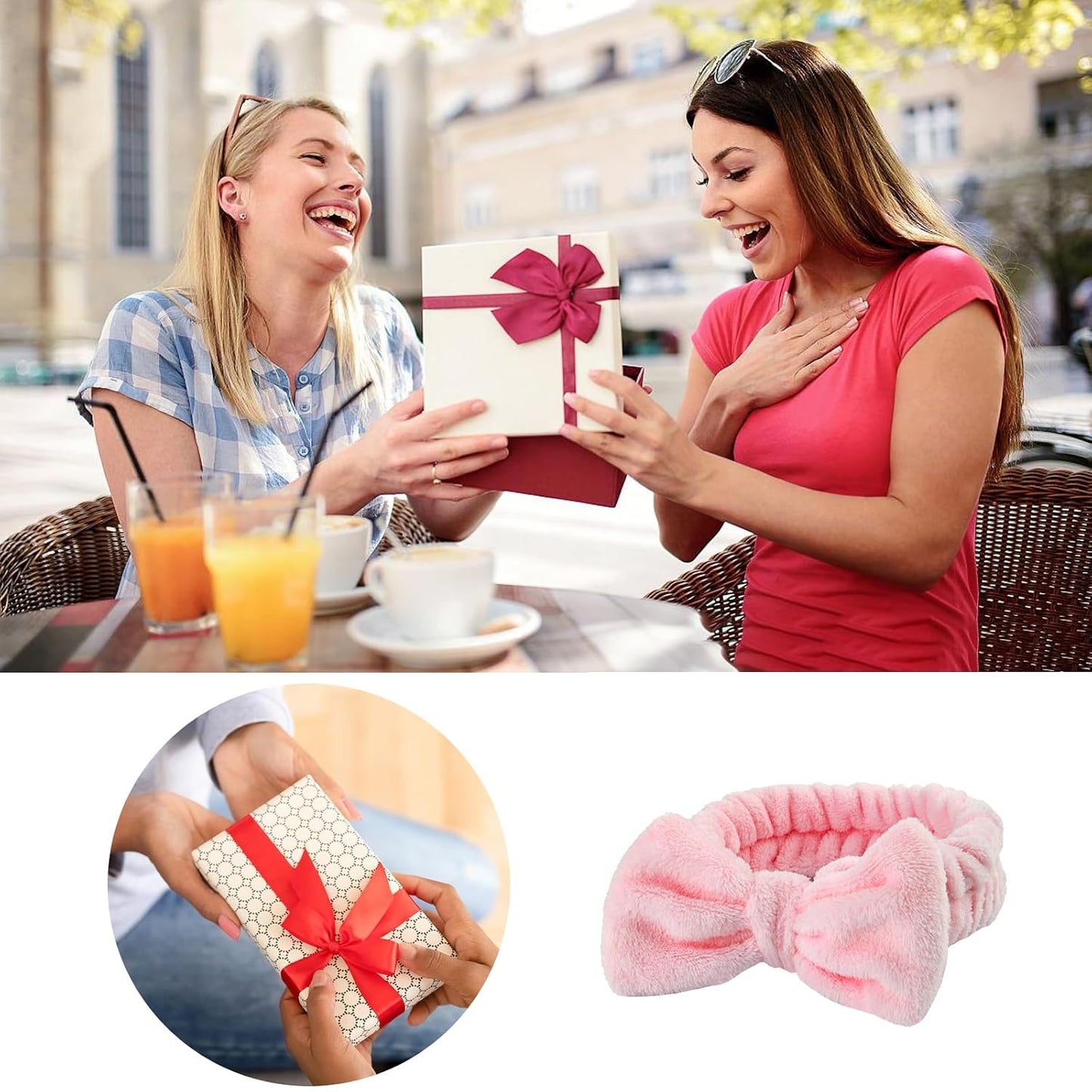 Spa Headbands,Makeup Headbands for Women,Facial Headband Bulk,Soft Coral Fleece Headband for Makeup,Cosmetic Head Wraps,Bow Hair Bands for Face Washing Shower Skin Care (pink, 12pcs)