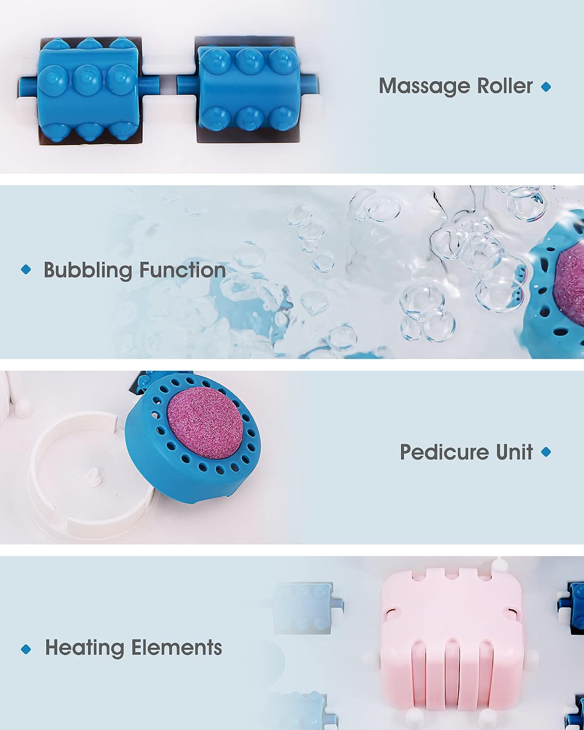 N A Foot Spa/Bath Massager with Heat, Bubbles & Vibration, Removable Pedicure Stone, 16 Shiatsu Massage Rollers, Adjustable Temperature, Heated Foot Bath Home Use