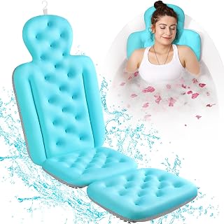 Full Body Bath Pillow for Bathtub, Thick Bathtub Cushion, Luxury Tub Pillow for Bath for Headrest Neck and Back Support Ocean Blue 51" x 16"