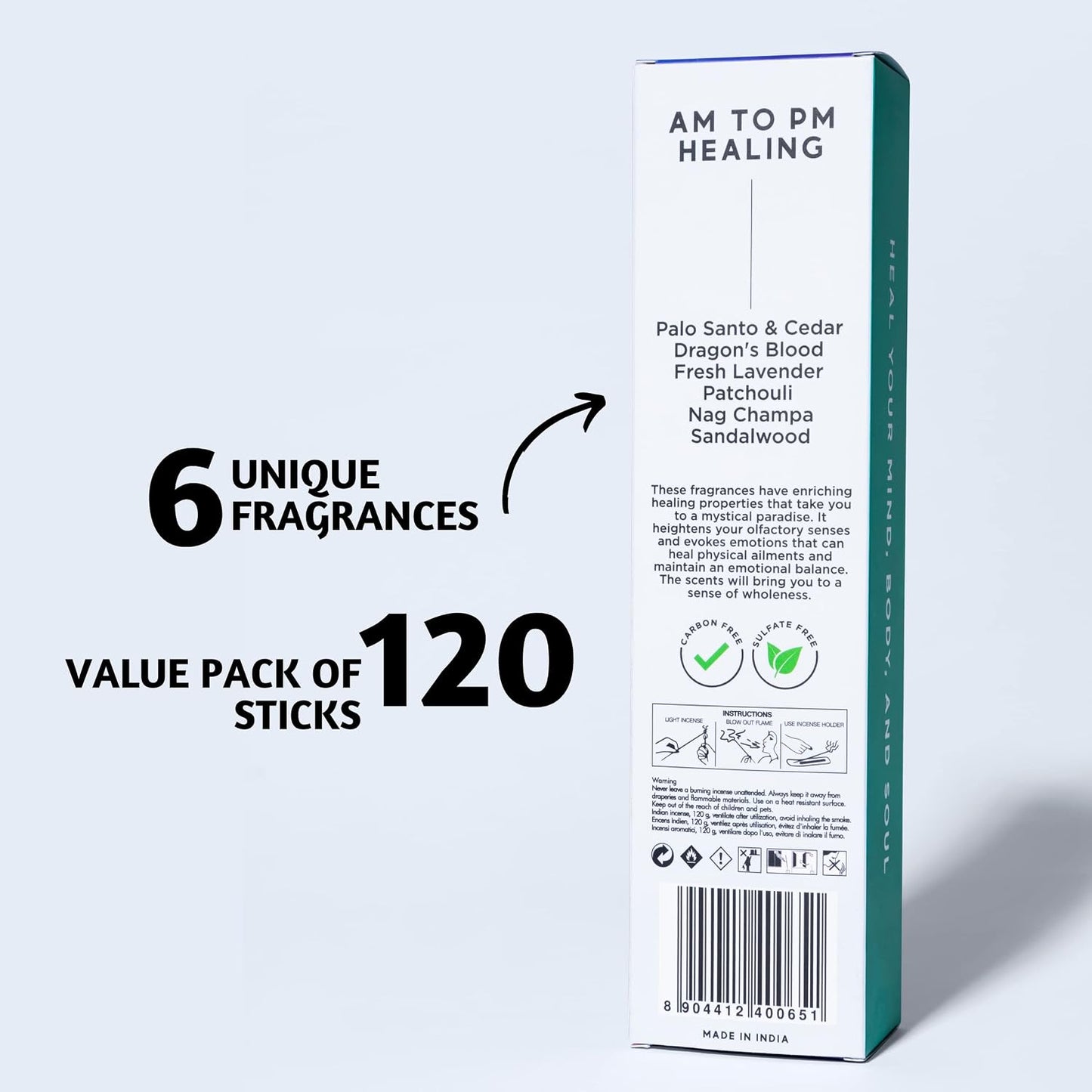 Folkulture Incense Sticks (120 Sticks) | Set of 6 Premium Incense For Calm, Aromatherapy, Daily Use| No Charcoal,Organic, Non Toxic, 45 Mins, Long Burning Lavender, Patchouli,Sandalwood Insence-Sticks