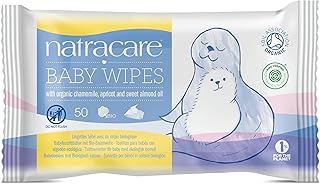 Natracare Organic Cotton Baby Wipes With Essential Oils of Chamomile, Apricot and Sweet Almond Oil (1 Pack, 50 Wipes Total)