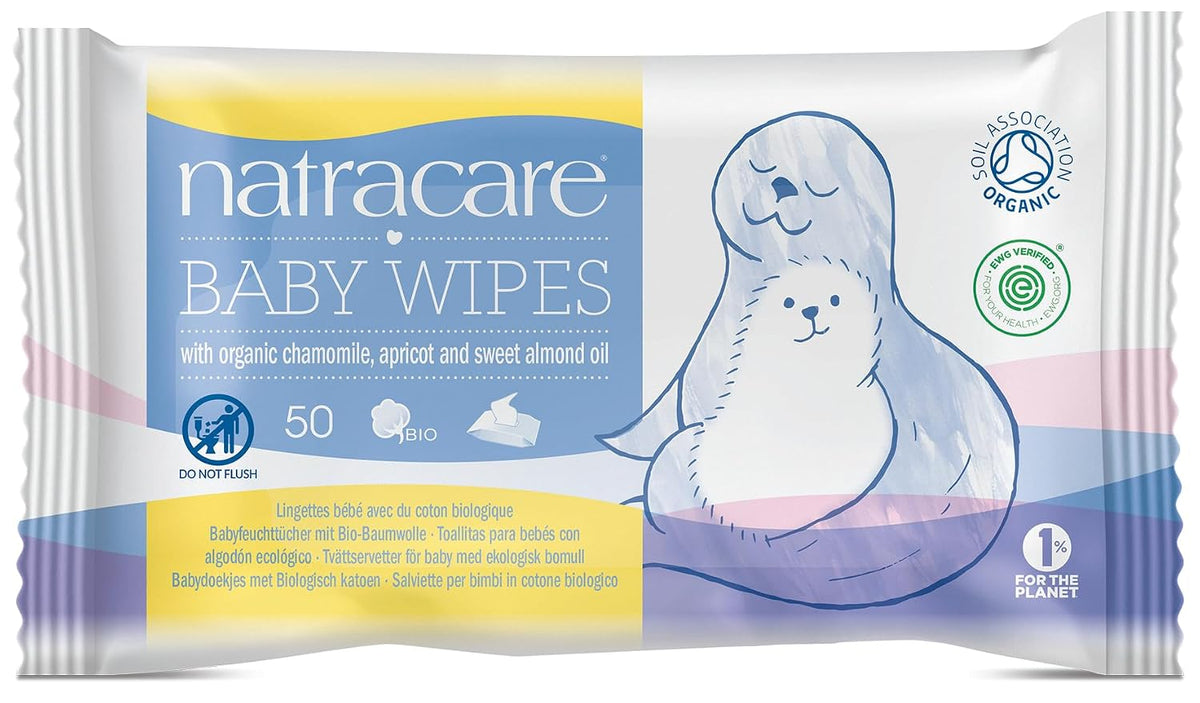 Natracare Organic Cotton Baby Wipes With Essential Oils of Chamomile