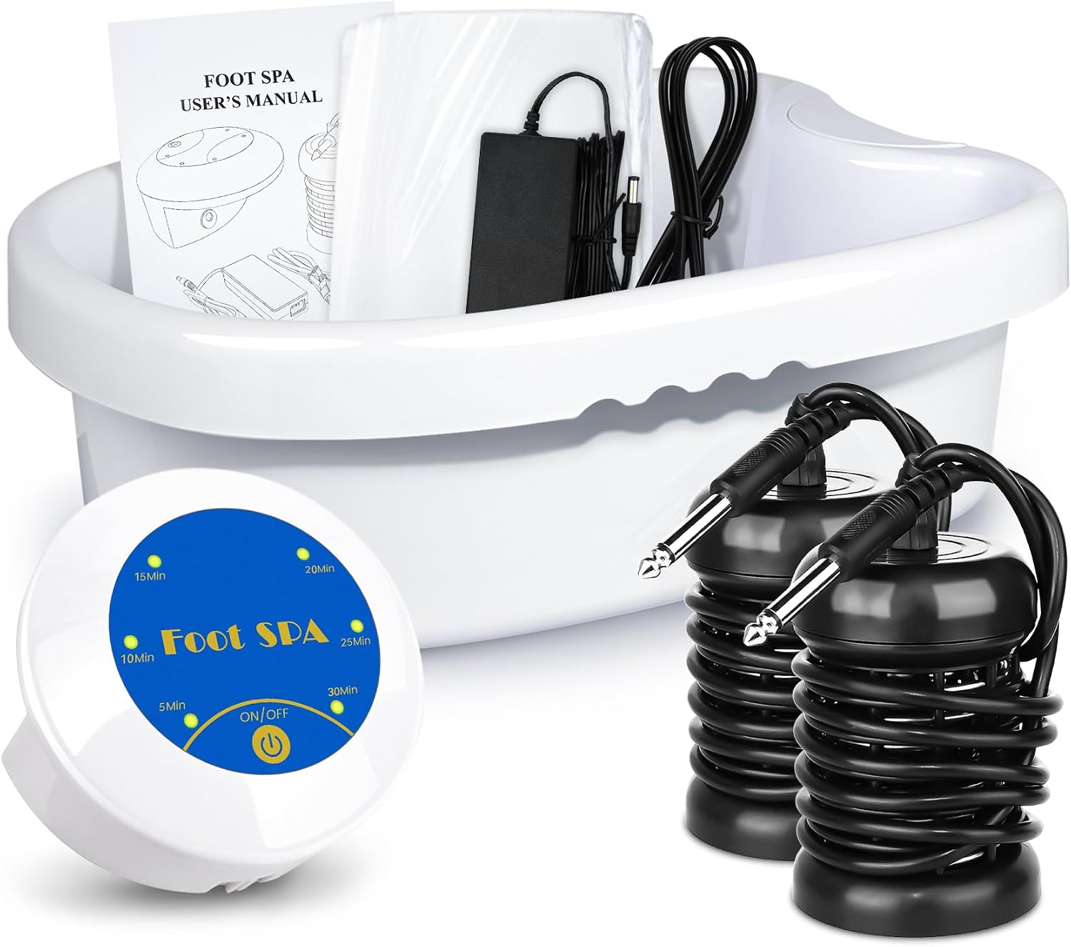 LeCuag Ionic Foot Bath Detox Machine, Portable Foot Detox Machine for Home, Salon-Level Ionic Foot Spa Machine with Basin, 100 Basin Liners, 2 Arrays