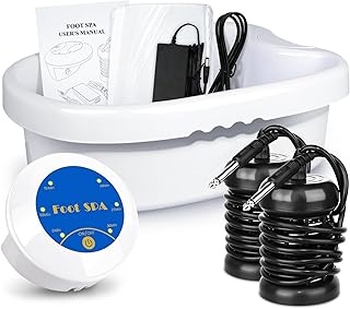LeCuag Ionic Foot Bath Detox Machine, Portable Foot Detox Machine for Home, Salon-Level Ionic Foot Spa Machine with Basin, 100 Basin Liners, 2 Arrays