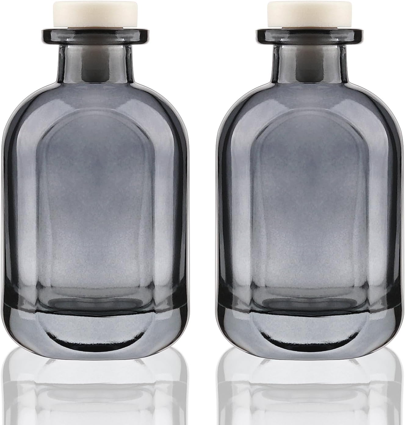 Glass Diffuser Bottles 2 Pack 5oz/150ml Reed Diffuser Bottle Empty Diffuser Bottle Refillable Aromatherapy Storage Container Reed Diffuser Sticks Bottles(Grey)