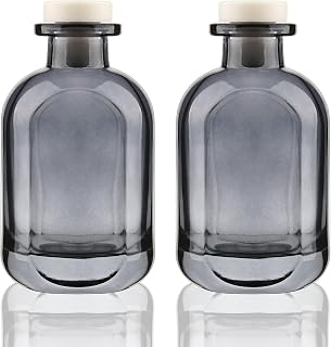 Glass Diffuser Bottles 2 Pack 5oz/150ml Reed Diffuser Bottle Empty Diffuser Bottle Refillable Aromatherapy Storage Container Reed Diffuser Sticks Bottles(Grey)
