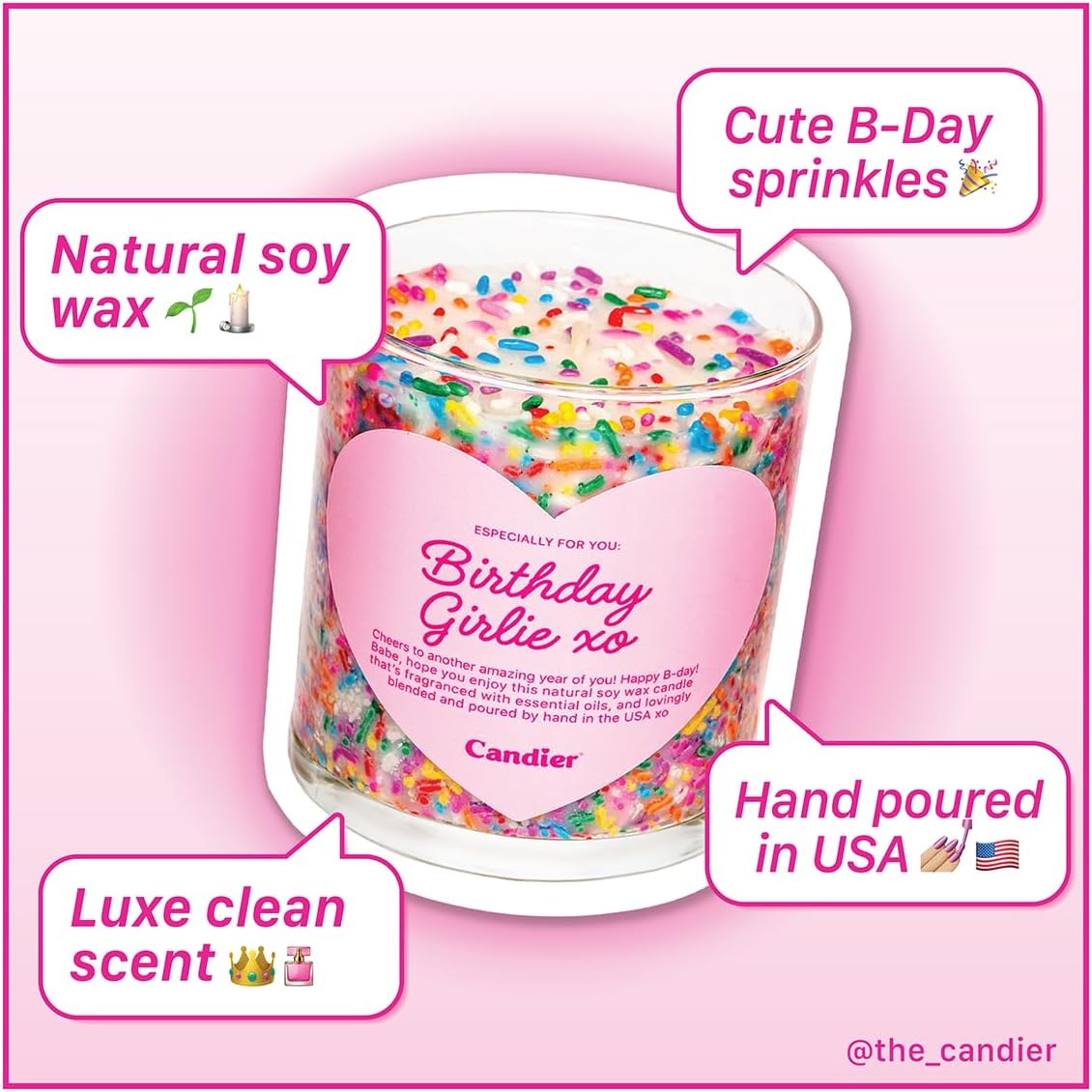 Birthday Cake Scented Candle with Sprinkles, Natural Soy Candle, Aromatherapy for Relaxation, Unique Gift Candle for Women, 60-Hour Burn Time - Candier by Ryan Porter