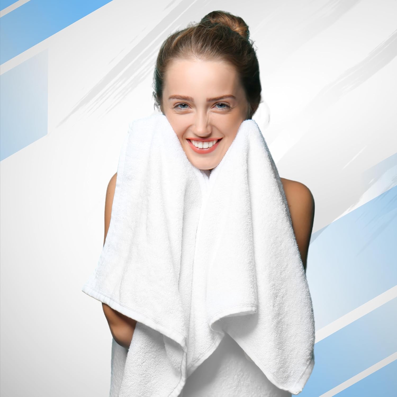 Infinitee Xclusives Luxury 100% Ring-Spun Cotton Bath Towels Set of 4 (27x54 inches) – Soft, Absorbent & Quick-Drying Towels for Bathroom, Gym, Spa & Hotel Use (Tranquil Navy, Bath Towels)