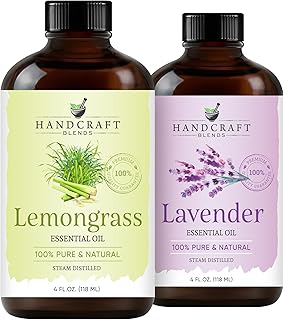 Handcraft Blends Floral & Fresh Set: Lavender and Lemongrass Essential Oils – (2 x 4 Fl Oz) – 100% Pure & Natural – for Diffuser, Aromatherapy, and DIY Projects
