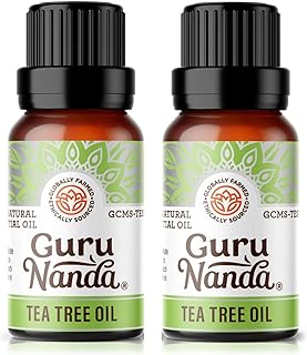 GuruNanda Tea Tree Essential Oil, 100% Pure, Natural and Undiluted Diffuser Oil for Aromatherapy, Massages & DIY Recipies, Helps in Skin & Hair Care (2X0.5 fl Oz)